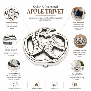 Apple Metal Trivet | Heat Resistant Hot Pot <b>Stand</b> Table Protector | Decorative Kitchen Dining Cookware Holder Home Countertop - Product Image 5