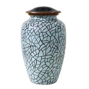 Urna de cenizas para adultos de alta calidad para funerales, urna de cremación de aluminio con diseño azul agrietado para cenizas humanas, Metal duradero fabricado - Product Image 1