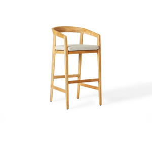 Chaise de bar moderne en teck massif pour extérieur, hauteur de comptoir, pour patio, café, restaurant, balcon, mobilier de jardin - Product Image 1