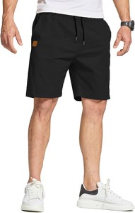 Pantalones Cortos de Algodón para Hombre, Ligeros, Transpirables, Casuales, de Verano, con Cintura Elástica y Cordón, Cómodos para Uso Diario, Playa y Gimnasio - Product Image 3