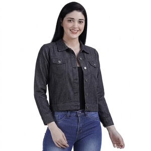 Veste utilitaire pour femme, vert olive, manches longues, col rabattu, coton, couleur unie, longueur courte, vêtements d'automne - Product Image 2