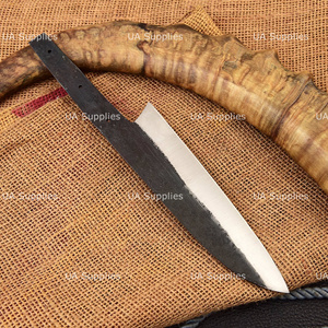 Hand Forged Carbon Steel Kitchen Knife Blank <b>Drop</b> Point Straight <b>Back</b> Bevel Edge 0.5mm Thickness Wood Handle OEM DIY Project - Product Image 3