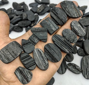 Tourmaline noire naturelle brute, cabochon ovale, effet de couleur, vente en gros, en vrac, pour la fabrication de bijoux, directement du fabricant - Product Image 1
