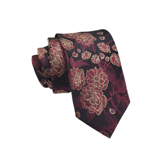 Corbatas de Seda Rojas de Lujo para Hombre, con Diseño Floral Jacquard de Puntos, 8cm, Accesorios para Camisa y Traje de Uso Diario - Product Image 5
