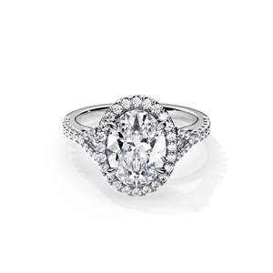 Oval Cut Diamond Engagement Ring Women's Prong Setting Pave Band Floral Style IGI Certified - Product Image 1