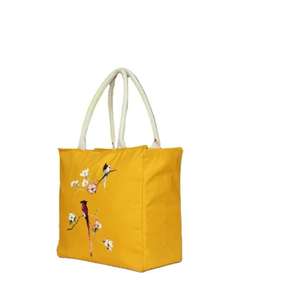 Bolsa de Mano Simple y Elegante de Lona de Algodón con Asa de Cuerda, Reutilizable, Multiusos, para Compras, Almuerzo y Uso Diario - Product Image 4