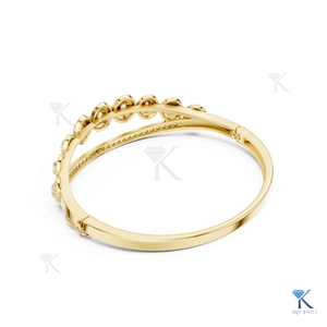 Luxury Lab Grown Diamond Tiara Halo <b>Bangle</b> 14K 18K <b>Solid</b> <b>Gold</b> Fine Women Bridal Statement Jewelry Manufacturer Wholesale - Product Image 6