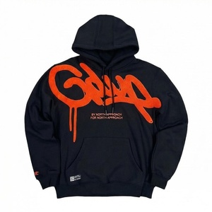 Sudadera con Capucha Oversize para Hombre North Approach, Negra con Logo Naranja, Estilo Urbano, Bolsillo Frontal, Corte Regular, Ropa de Otoño - Product Image 1