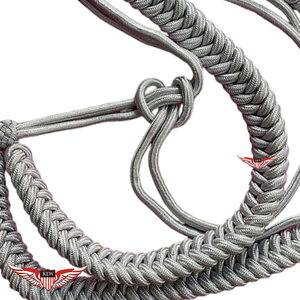 German Silver <b>Braided</b> Aiguillette Shoulder Aluminum Silver Adjutant's Aiguillette <b>Cord</b> With Metallic Tip - Product Image 4