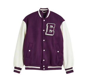 แจ็คเก็ตวาร์ซิตี้ผ้าขนสัตว์ปักลายเชนิลคุณภาพสูง แขนหนังแท้ สำหรับฤดูหนาว แจ็คเก็ตวาร์ซิตี้ผู้ชายสุดเท่ - Product Image 1