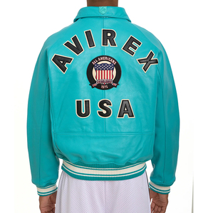 Avirex <b>Men's</b> Plus Size Casual Sports Flight <b>Jacket</b> Genuine Real Sheepskin French Lambskin High Quality Hooded Embroidery Canvas - Product Image 3