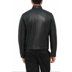 Chaqueta de Cuero para Hombre Leathertex Estilo Motero con Cuello Alto para Otoño - Product Image 3