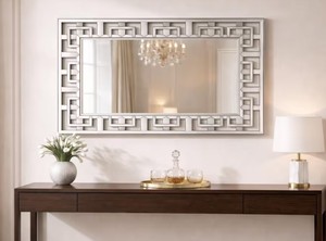 <b>Silver</b> Venetian <b>Mirror</b> with Beveled Geometric Edge - Product Image 3