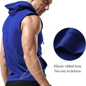 Sudadera sin mangas con capucha para hombre, ropa deportiva de algodón, sudadera con capucha para fitness, fabricante OEM ODM, sudadera sin mangas para hombre - Product Image 2
