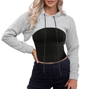 Sudadera con capucha de manga larga para mujer, talla grande, tejida, con cuello tipo hoodie, personalizable con logo, de alta calidad, para gimnasio. - Product Image 1