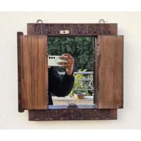 Miroir rustique en bois massif à chevrons, cadre sculpté à la main, motif floral antique, décoration murale traditionnelle pour mariage et maison