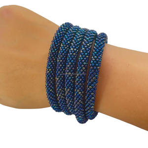 Wholesale Luxury Boho Pattern Handmade Elastic Seawater Pearl <b>Bracelet</b> Multicolor Woven Stretch Jewelry Charm <b>Bracelet</b> 7inch for - Product Image 5