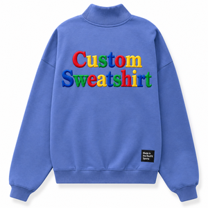 Sweat-shirt à col montant brodé personnalisé unisexe, coupe oversize, pull décontracté pour l'automne, tricoté avec lettres, streetwear, OEM, polyester - Product Image 1