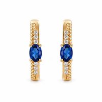Boucles d'oreilles créoles plaquées or 18 carats avec zircon bleu, boucles d'oreilles créoles rétro en argent sterling pour femme, à porter au quotidien