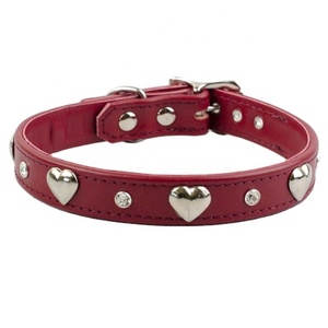 Saman Exports Premium Quality Leather Dog Collar With Crystals <b>Studs</b> and Heart Conchos Supplier Manufacturer All Sizes Available - Product Image 4