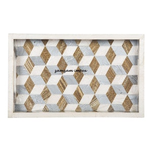 Bandeja de servicio con incrustaciones de resina con patrón 3D hecho a mano | Bandeja rectangular decorativa para el hogar, la cocina y el regalo - Product Image 3