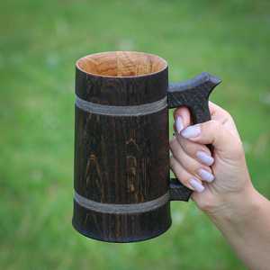 Taza de Cerveza de Madera Hecha a Mano, Estilo Rústico Vintage, Taza de Madera Ecológica con Asa, Diseño Clásico, Accesorio para Bar en Casa, Taza para Beber - Product Image 5