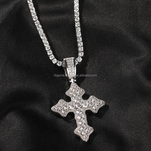 VVS Diamond Religious White <b>Gold</b> <b>Cross</b> Pendant Fine Jewelry for Women with Custom Logo for Party Occasions - Product Image 4
