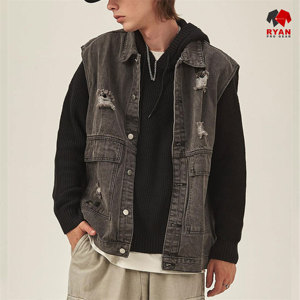 เสื้อกั๊กยีนส์ไร้แขน Ryan Pro Gear ดีไซน์ใหม่รักษ์โลก แฟชั่นสำหรับทุกเพศ พร้อมโลโก้แบบกำหนดเอง - Product Image 2