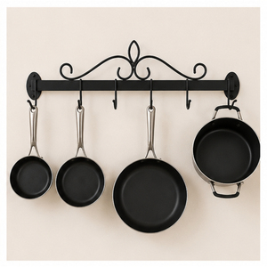 Iron Wall Mounted Pot and Pan Rack with 10 Durable S-<b>Hooks</b> Space-Saving Matte <b>Black</b> Kitchen Utensil Organizer for Cookware - Product Image 6