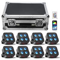 8 projecteurs PAR de scène sans fil 4x18W avec flight case, alimentés par batterie, LED RGBWA UV 6-en-1, rechargeables