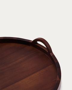 Plateau de service en bois massif, plateau décoratif en bois, plateau de cuisine en bois d'acacia finition foncée, certifié FSC 100% - Product Image 4