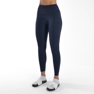 High Waist Seamless Full Length <b>Leggings</b> Solid Color Spandex Nylon Women Yoga Pants Elastic Waist Pockets Contrast <b>Stitch</b> - Product Image 1