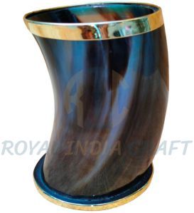 Gobelet en corne de buffle, tasse à boire artisanale en corne, verre en corne naturelle, mug en corne avec bordure en laiton, tasse en corne, gobelet Viking en corne, fait main - Product Image 3