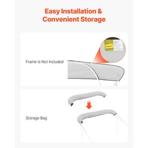 Tendalino Bimini a 4 Archi per Barca, Impermeabile, Protezione Solare, in Poliestere 600D, con Borsa per il Trasporto - Nuovo, Riutilizzabile - Product Image 6