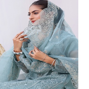 Bin Hameed Volume Zabeen robe de mariée en mousseline de soie brodée lourde longue 3 pièces Sari femmes fête costumes de mariage appropriés - Product Image 6