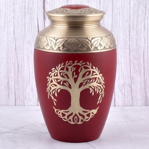 Urna Funeraria de Latón con Árbol de la Vida Azul y Plateado, Acabado Mate, para Cenizas Humanas, Recuerdo Funerario y Entierro - Product Image 5