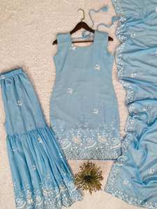 Vêtements indiens et pakistanais, modèles Gharara, tenues Punjabi pour filles, salwar kameez sexy et élégants, modèles de col, robes Sarara pour femmes, prêts à porter - Product Image 4