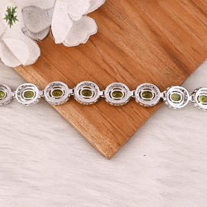Premium Natural Green Peridot & CZ Bracelet in 925 Sterling <b>Silver</b> Handmade Luxury Jewelry Women & <b>Men</b> - Product Image 4