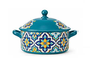 Plat de service isotherme pour la conservation des aliments chauds, motif mosaïque bleu turquoise, pour la table de Ramadan et les cadeaux de l'Aïd, usage européen - Product Image 1