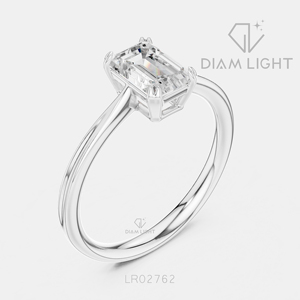 Bague de fiançailles en diamant de laboratoire certifié IGI 1,07 carat, or blanc 14 carats, taille émeraude, clarté VS+, couleur F+, pour mariage ou anniversaire - Product Image 2