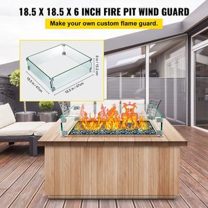 Square <b>Fire</b> Pit Wind <b>Guard</b> 19\" X 19\" X 6\" Clear Tempered Glass Non-Slip Feet 5/16 Inch Thickness Flame <b>Guard</b> Fence <b>Fire</b> Pits - Product Image 2