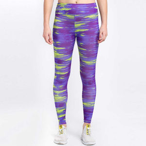 High Waist Printed Yoga <b>Leggings</b> For Women Purple Green Pattern Sporty Quick Dry Spandex Polyester Elastic Waist - Product Image 2