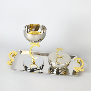 <b>Vintage</b> Metal Incense Burner Set With Lid & <b>Matching</b> Tray For Aromatherapy Home Ramadan Tabletop Decorative Bakhoor Burner - Product Image 4