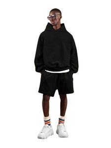 Noir jais 450GSM sweats à capuche en polaire surdimensionnée hommes pull Streetwear chaud coton épais marque personnalisée OEM ODM marque privée - Product Image 2