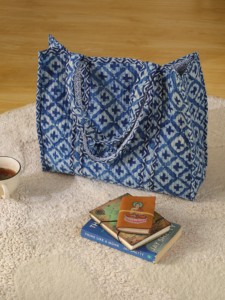 OEM Assorted Quilted Cotton Tote <b>Bag</b> Blue Block Print <b>Shoulder</b> <b>Bag</b> Wholesale for Women - Product Image 6