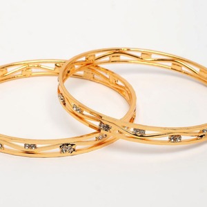 Stylish Criss Cross Stone Studded Gold Finish Metal Craft Bangles <b>Set</b> Designer <b>Bracelet</b> Jewelry for Women - Product Image 3