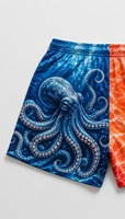 Summer Sun Coast Wear Sublimation Print Patterns Screen Printed Brand logo Drawstring Elastic Waistband Mesh Footy Shorts Men