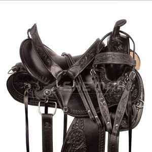 Silla de montar profesional para caballo de estilo western, de cuero repujado a mano, para equitación de sendero y trabajo en el rancho. - Product Image 2