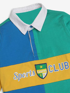Polo de sport classique à manches longues avec logo brodé personnalisé, vêtements d'équipe pour jeunes enfants, jersey de rugby épais en coton 100% pour garçons - Product Image 3