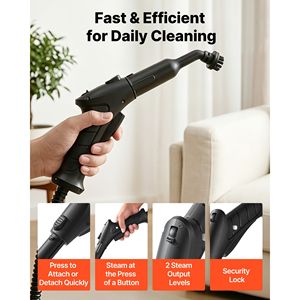 Nettoyeur vapeur domestique avec réservoir de 34 oz, 20 accessoires, tuyau extensible, poignée portable, chauffage rapide - Product Image 6